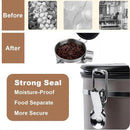 Coffee Canister Airtight Storage Container Stainless Steel Coffee Jar with Scoop,Date Tracker CO2 Release Valve for Dry Food Beans Ground Tea Flour Cereal and Sugar (1.8L Grey-Brown With Spoon) by CozyNest Decor