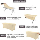 IVAPUPU 4FT Table Cloth for Rectangular Fitted Events Stretch Champagne Table Covers Washable Cover Spandex Tablecloth Protector for Party, Wedding, Cocktail, Banquet, Festival by CozyNest Decor