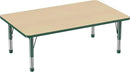 Factory Direct Partners FDP Rectangle Activity School and Classroom Kids Table (36 x 60 inch), Toddler Leg, Adjustable Height 15-24 inches - Maple Top and Green Edge by CozyNest Decor