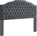 24KF Upholstered Button Tufted King Size Headboard with Nailhead Trim, Soft Velvet Fabric Headboard King/Cal King Size -Dark Gray by CozyNest Decor