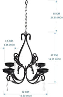 3 in 1 Lighting Chandelier with 4pcs Battery Operated Led Candle with Remote, Table Centerpiece for Indoor or Outdoor Gazebo, Patio Decoration, Black by GreenHaven Gardens