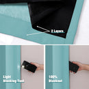 ChrisDowa 100% Blackout Curtains 78 inch Long for Bedroom with Black Liner, 2 Thick Layers Total Blackout Thermal Insulated Grommet Window Curtains 2 Panels Set (Aqua, 42 x 78 Inch) by TinyTreasures Baby Boutique