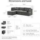 mopio Oversized Modular Sectional Sofa with Fully Removable Covers and Storage, Convertible U, L-Shaped and Sleeper Sectional, Modern Couches with Ottoman Chaise (Stone Gray Fabric, 4 Seats, L) by CozyNest Decor