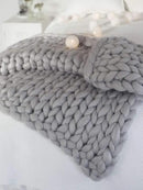 Chunky Knit Blanket Soft Handmade Knitting Throw for Bedroom Sofa Decor Super(Light Gray 47"x60") by CozyNest Decor