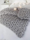 Chunky Knit Blanket Soft Handmade Knitting Throw for Bedroom Sofa Decor Super(Light Gray 60"x60") by CozyNest Decor