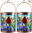 Starsoul 2 Pack Hanging Solar Lantern Outdoor Waterproof Glass Ladybug and Flowers Decorative Solar Lights for Outside Garden Yard Table Patio Decor by GreenHaven Gardens