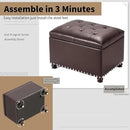 Joveco Leather Storage Ottoman Bench Rectangle 24 Inch Foot Rest Ottomans Stool for Living Room Bedroom(Brown) by CozyNest Decor