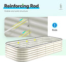 Quictent Galvanized Raised Garden Bed Kit Tall, 6x3x1.5 ft Oval Large Planting Box Rubber Strip Edging, for Vegetables Outdoor Strengthened by Crossbar (Beige)