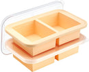 Super Ice Cube Tray 2 Cup X 2 Portions Big Silicone Freezing Mold with Lid, for Soup&Meal, Prep Food Leftovers Freezer Storage Container, 2Pack by TinyTreasures Baby Boutique