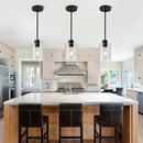 Black Pendant Lights Kitchen Island,Modern Farmhouse Glass Pendant Light,Light Fixture Kitchen Pendant Mini Hanging Light Fixture for Sink (Black 2 Pack Stem Rod) by CozyNest Decor