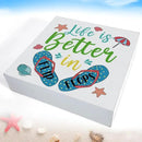 Summer Decor Beach Decorations Flip Flop Wooden Sign Rustic Home Decor 5 x 5 Inches by CozyNest Decor