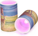 Flickering Flameless Candles, Beautiful Horses Summer Field LED Candles with Remote Timer, Set of 2 Battery Operated Candle for Valentine Wedding Birthday by GreenHaven Gardens