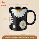 12Oz Daisy floral Black Ceramic Mug, Mug for Daily Coffee and Tea, Lead-free Microwave and Dishwasher Safe Coffee Mug, Perfect gifts for Women and men by CozyNest Decor
