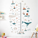 3D Cartoon Height Growth Chart for Kids Wall Decal Removable DIY Whale Ocean Animal Wall Decal Peel and Stick Sailing House Art Decor for Kids Nursery Bedroom Living Room Bathroom Decor by TinyTreasures Baby Boutique