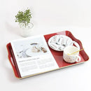 Spsyrine Large Red Decorative Tray, Elegant Plastic Serving Tray with Handles, Coffee Table Tray for Ottoman, Living Room, Home Decor 17.3"*11.8"*2" by CozyNest Decor