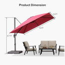 PURPLE LEAF 10 Feet Patio Cantilever Umbrella Square Outdoor Umbrella with 360° Rotation and Aluminum Offset Hanging for Garden Backyard Pool, Terra by GreenHaven Gardens