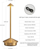 Modern Cordless Table Lamp Set of 2, Portable LED Desk Lamps, 5000mAh Rechargeable Battery Operated Lighting for Bedroom Dining Room Restaurant Coffee Shop Camping Night Light (Gold) by CozyNest Decor