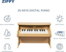 ZIPPY Kids Piano Keyboard, 25 Keys Digital Piano for Kids, Mini Music Educational Instrument Toy, Wood Toy for Toddlers Girls Boys (Oak) by TinyTreasures Baby Boutique