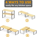 SpaceAid Cabinet Shelf Organizers 2 Pack, Kitchen Counter Rack Shelves Riser, Stackable Expandable Spice Rack, Pantry Cupboard Storage Organization (Black and Natural, Long) by CozyNest Decor