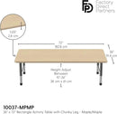 FDP Rectangle Activity School and Classroom Kids Table (36 x 72 inch), Toddler Legs, Adjustable Height 15-24 inches - Maple Top and Maple Edge by CozyNest Decor