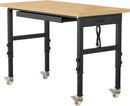 48" Adjustable Workbench,Heavy-Duty Work Table,3000 LBS Load Capacity Particleboard Hardwood Workstation Outlets with Power Strips, Drawers and Wheels,for Workshop, Garage by GreenHaven Gardens