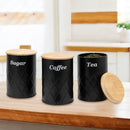 Black Canister Sets for Kitchen Counter,Tea coffee canisters,sugar container,3 Canisters,900ML/30.43OZ by CozyNest Decor