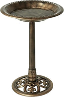 Backyard Expressions Outdoor Garden Bird Bath - Bronze - Weather Resistant Polyresin - 27 Inch
