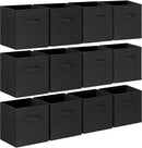 GhvyenntteS Storage Cubes 12 Pack, 11 Inch Cube Storage Bins with Dual Handles, Collapsible Heavy Duty Fabric Bins for Shelves Closet, Baskets for Organizing Clothes Bedding Toys Books (Black) by CozyNest Decor