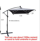 10x6.5FT Patio Umbrella, Outdoor Offset Umbrella with Cross Base and Crank, Rectangular Cantilever Umbrella with Solar Lights, Hanging Market Umbrella with 6 Rids for Pool, Deck, Backyard (Anthracite) by GreenHaven Gardens