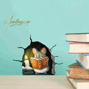 3D Mouse Reading Book in Mouse Hole, Decal Sticker, Removable Wall Decor, Book Lover Gift Idea, Baseboard, Wall Sticker Decal, Kids Room, Classroom, Library by CozyNest Decor