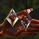 2PCS Clear Rhombus Crystal Sun Catcher Prisms, STINO Hanging Suncatchers with Glass Prism, Rainbow Maker for Windows, Balcony, Kitchen, Garden Decoration (1, Rhombus Clear 2Pcs) by GreenHaven Gardens