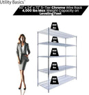 60"x24"x72" Chrome 5-Tier PREMIUM Wire Shelving NSF 4000 LBS MAX CAPACITY Heavy Duty Steel Storage Rack for Warehouses, Garages, Hospitals, Commercial Spaces, & Schools w/PREMIUM WHEELS by CozyNest Decor