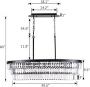 TOCHIC Chandelier 40 inch, Farmhouse Black Crystal Chandelier, Kitchen Island Lighting, Dining Room Light Fixture for High Ceiling, Modern Linear Oval Chandeliers for Living Room, Office Area, Bar by CozyNest Decor
