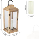 Large New Zealand Pine Lantern With Flameless Pillar Candles - IP65 Waterproof Decorative for Home Decor, Indoor Outdoor, Front Porch, Garden, Farmhouse Style by CozyNest Decor
