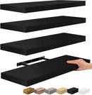 Sorbus Floating Shelves for Wall - 24" Bathroom Shelves, Wall Decor for Bedroom, Kitchen, Living Room, Home Decor & Book Storage - Mounted Floating Shelf with Invisible Brackets (Black, 4 Pack) by CozyNest Decor