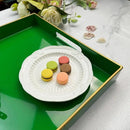Large Decorative Tray, Emerald Green Serving Tray with Handles, Plastic Coffee Table Tray for Ottoman, Living Room, Bathroom, Decor. 15.7” x 11.8” x1.6” by CozyNest Decor