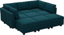 Belffin Modular Sectional Sleeper Sofa Couch with Storage Ottoman Convertible Sectional Couches for Living Room Terry Reversible Chaise. Peacock Blue Sofa by CozyNest Decor