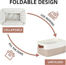 DULLEMELO Collapsible Fabric Storage Bins - Set of 2, 11.8x7.9x5.1 Inch, White & Khaki by TinyTreasures Baby Boutique
