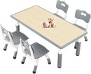 FUNLIO Kids Table and 4 Chairs Set for Ages 3-8, Height Adjustable Toddler Table and Chair Set, Easy to Wipe Arts & Crafts Table, for Classrooms/Daycares/Homes, CPC & CE Approved (5-Piece Set) - Gray by CozyNest Decor
