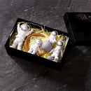 4 Pcs Silver White Astronaut Statues Set, Spaceman Sculpture Figurines Home Ornament Cake Toppers Gift by CozyNest Decor