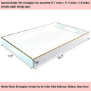 Large White Rectangular Decorative Tray – Plastic Serving Tray with Handles for Coffee Table, Ottoman, Living Room, 15.7” x 11.8” x 1.6 by CozyNest Decor