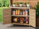 Gizoon Outdoor Potting Bench with Metal Tabletop, Outdoor Garden Patio Wooden Storage Cabinet with Adjustable Shelf, Double Doors Garden Work Bench for Backyard, Patio, Lawn - Natural by GreenHaven Gardens