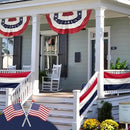 4Pack American Bunting Flag 2x4 Ft Patriotic Bunting Flags 4th of July Decor Outside Porch USA Pleated Half Fan Flag Decorate Garden Embroidered Star Red White & Blue Stripe Banner by GreenHaven Gardens