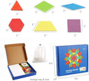 155 Pcs Wooden Pattern Blocks Set Geometric Shape Puzzle Kindergarten Classic Educational Montessori Tangram Toys for Kids Ages 4-8 with 24 Pcs Design Cards by TinyTreasures Baby Boutique