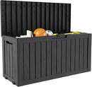 90 Gallon Waterproof Outside Storage Box - Patio Storage & Outdoor Deck Box, All-Weather Resin Chest for Pool/Garden Accessories, Lockable UV-Resistant, Jet Black