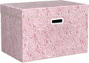 Prandom Larger Foldable Storage Boxes with Lid,Rose Pattern Fabric Decorative Storage Box,Cubes Organizers,Baskets with Handles,For Bedroom,Closet, Living Room,Pink,45x30x30cm[3-Pack] by TinyTreasures Baby Boutique