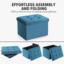 LINMAGCO Storage Ottoman Folding Foot Stool Velvet Foot Rest with Padded Modern Ottoman with Storage for Living Room Puppy Step Stool 17x13x13in(Blue) by CozyNest Decor