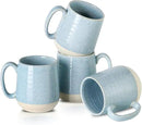 Hasense 15 Ounce Porcelain Coffee Mugs Set of 4 with Large Handle Perfect for Coffee, Tea, Milk, Chocolate and Latte, Unqiue Glaze Ceramic Coffee Cups Set for Man and Woman, Sky Blue by CozyNest Decor