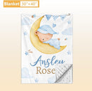 Personalized Baby Crib Bedding Set, 5 Pcs Custom Name Baby Crib Set with Double Layer Blanket, Soft Blue Moon Bear Nursery Bedding Set for Girls Boys, Customized Gifts for Toddlers Infants by TinyTreasures Baby Boutique
