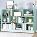 IOTXY Open Shelf Low Bookcase - Wooden 3-Tier Floor Standing Display Cabinet Organizer with Base, 10 Cubes Short Horizontal Bookshelf in Tiffany-Green by CozyNest Decor